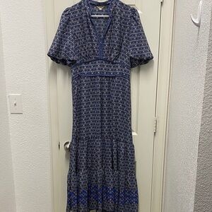 Max Studio Blue and White Patterned Maxi Dress